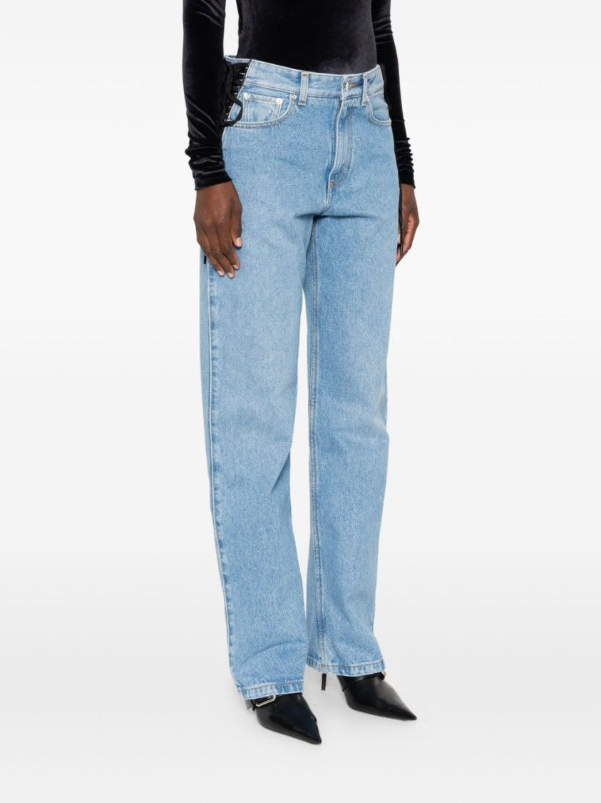 Mugler Blue Lace Up Side Denim Jeans