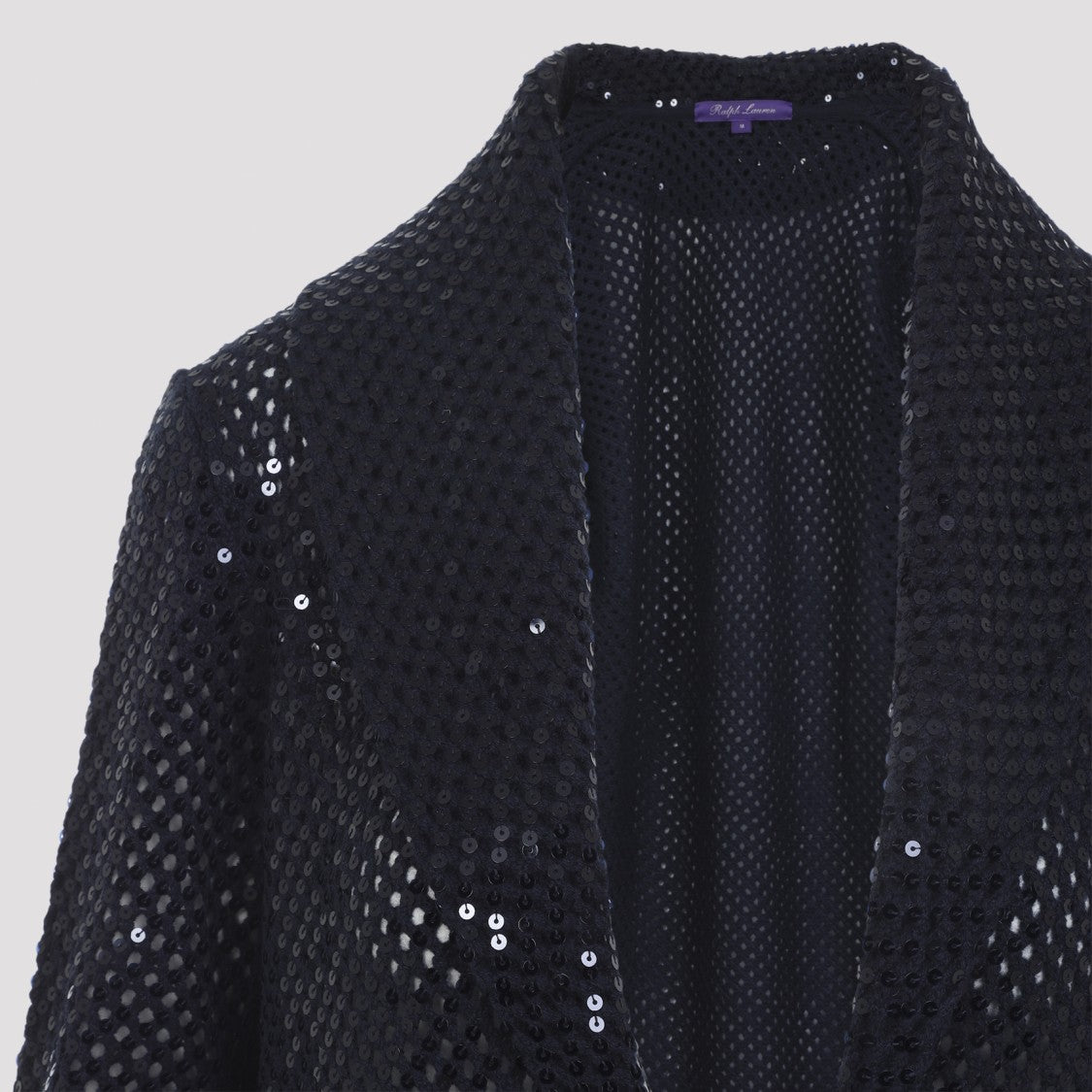 Polo Ralph Lauren Open-Front Cashmere Sweater With Mesh-Knit And Sequins
