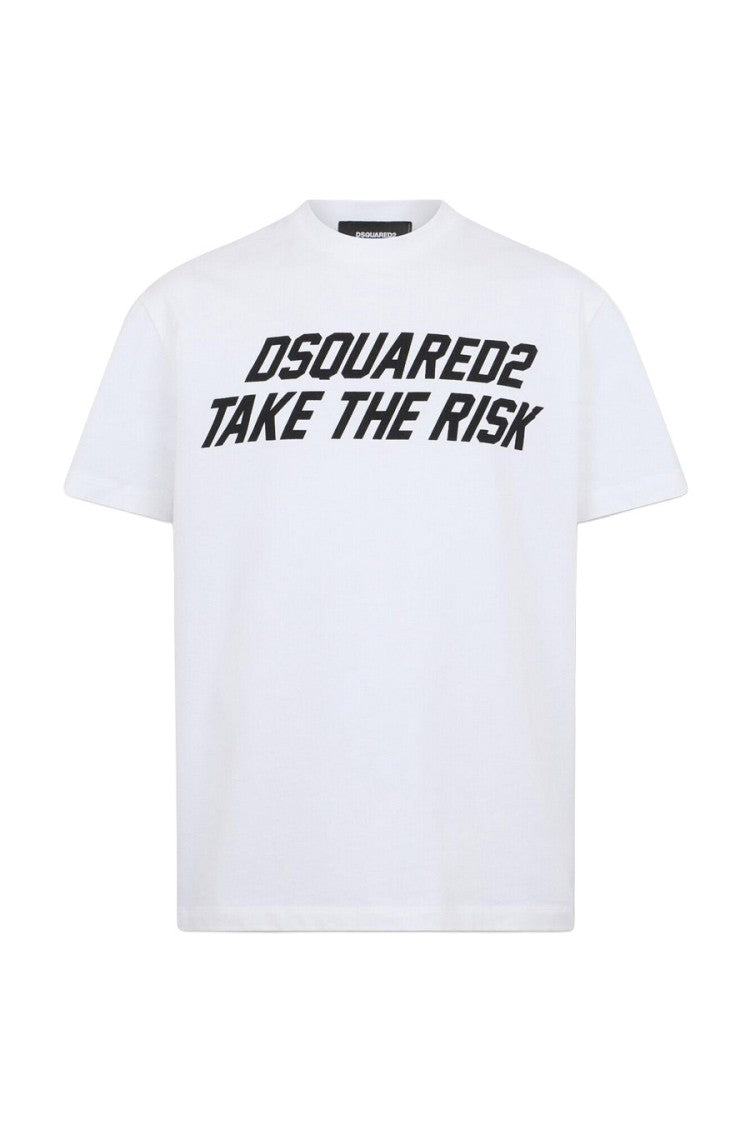 Dsquared2 White Cotton Graphic Print T-Shirt
