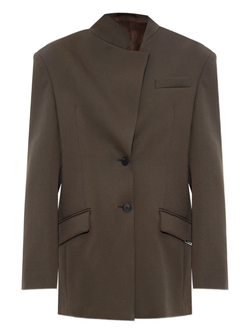 The Attico Structured Oversized Brown Jacket With High Collar