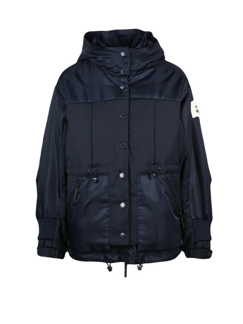 After Label Padded Short Jacket With High Collar And Adjustable Features