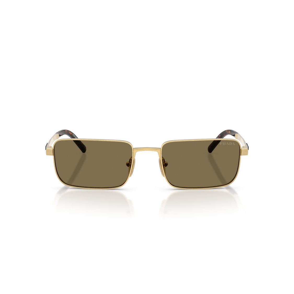Prada Rectangular Metal Frame Sunglasses With Tortoiseshell Temples