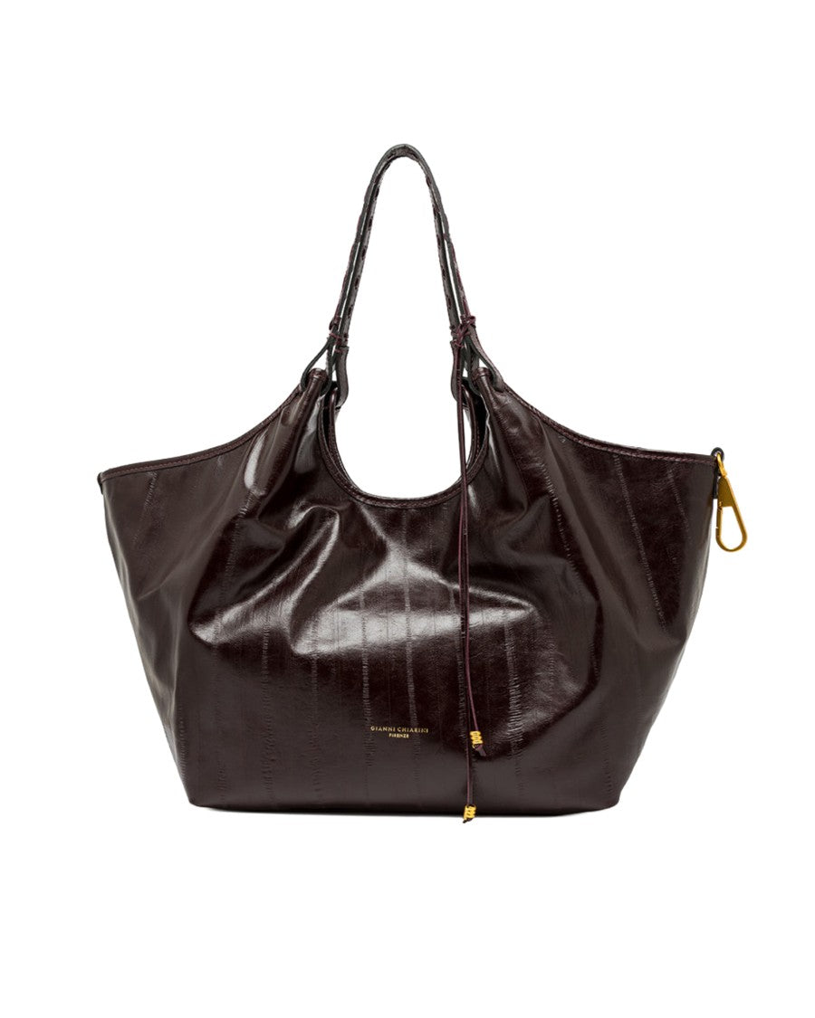 Gianni Chiarini Antique Ruby Dua Eel Print Leather Tote Bag