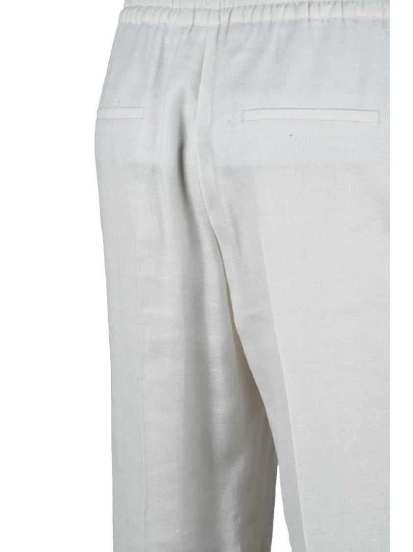 Eleventy Eleventy Linen Wool Silk Chino Trousers - White