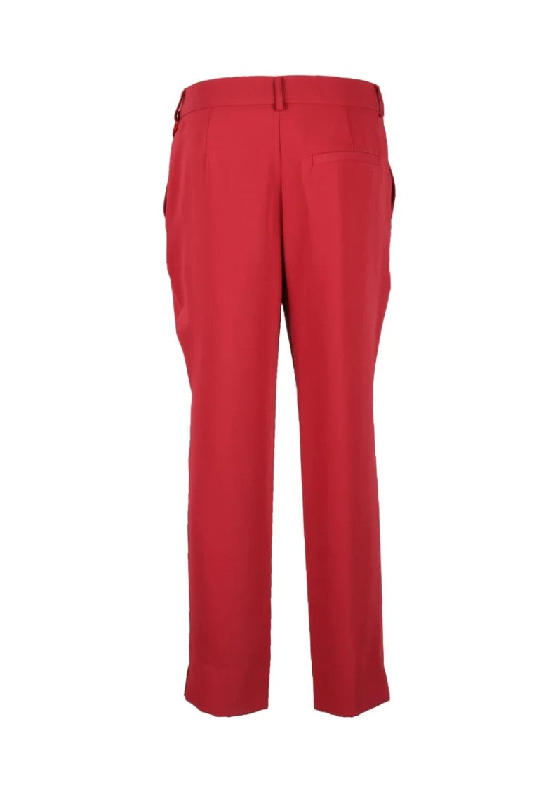 Semi Couture Tailored Red Trousers With Smooth Polyester Finish