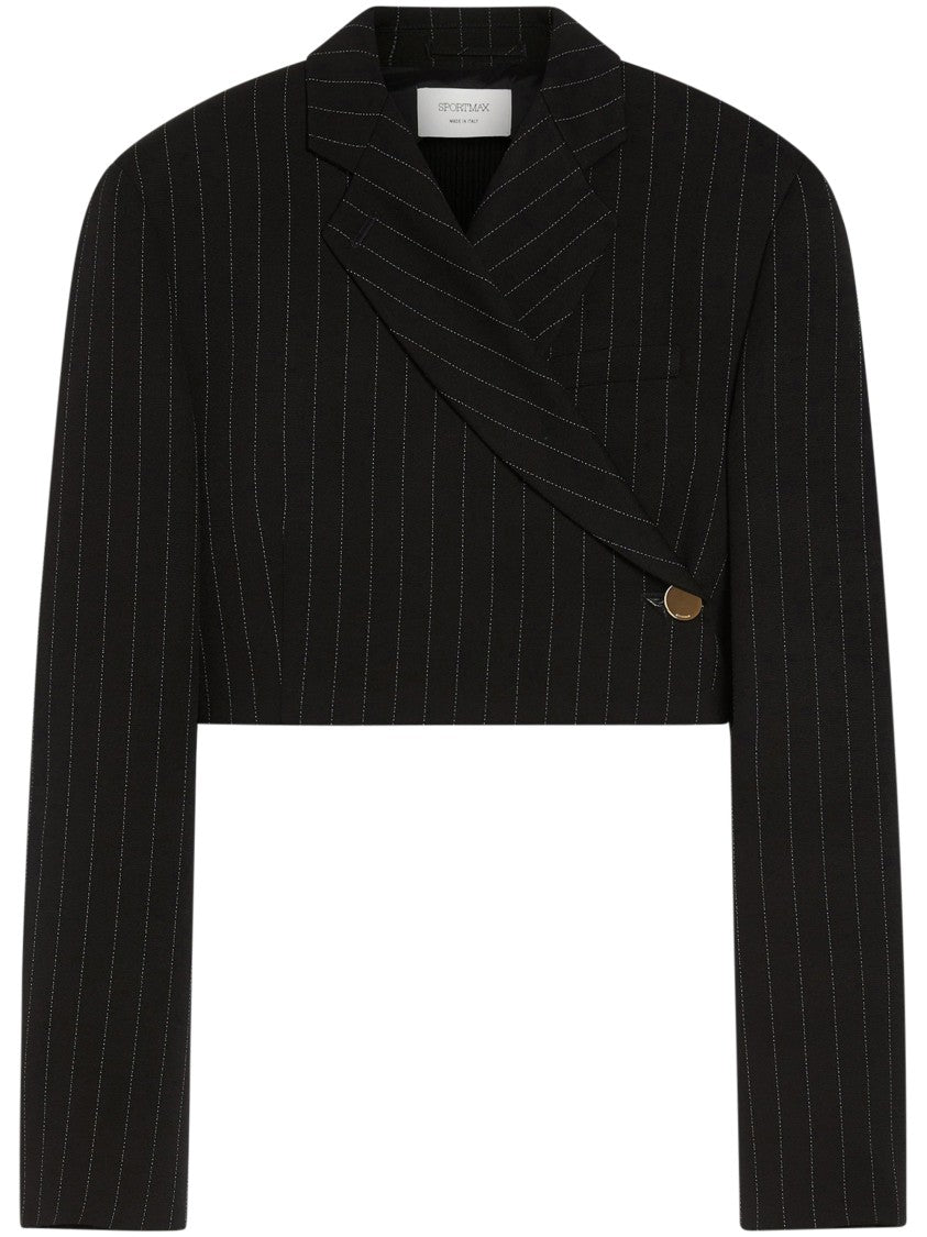Max Mara Cropped Double-Breasted Jacket With Vertical Pinstripes