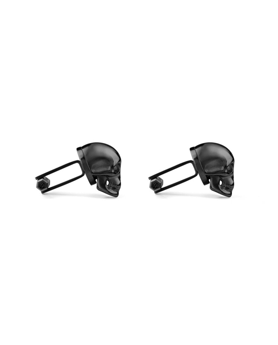 Philipp Plein Skull Design Black Cufflinks With Distinctive Finish