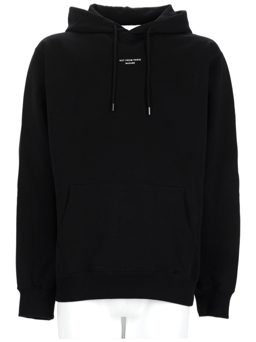 Drôle De Monsieur Black Adjustable Drawstring Logo Cotton Hoodie