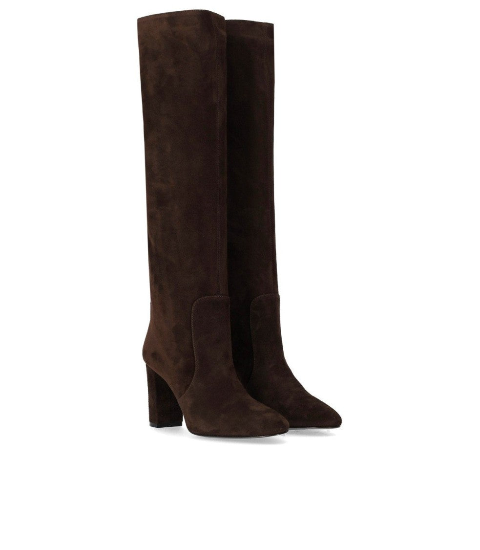 Via Roma 15 Dark Brown Suede Heeled High Boot