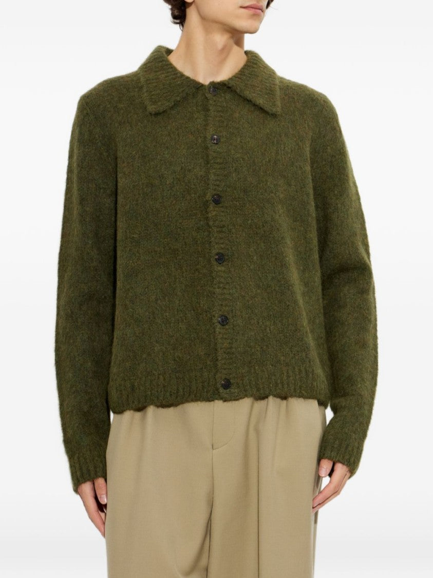 Dries Van Noten Textured Button-Up Sweater With Classic Collar