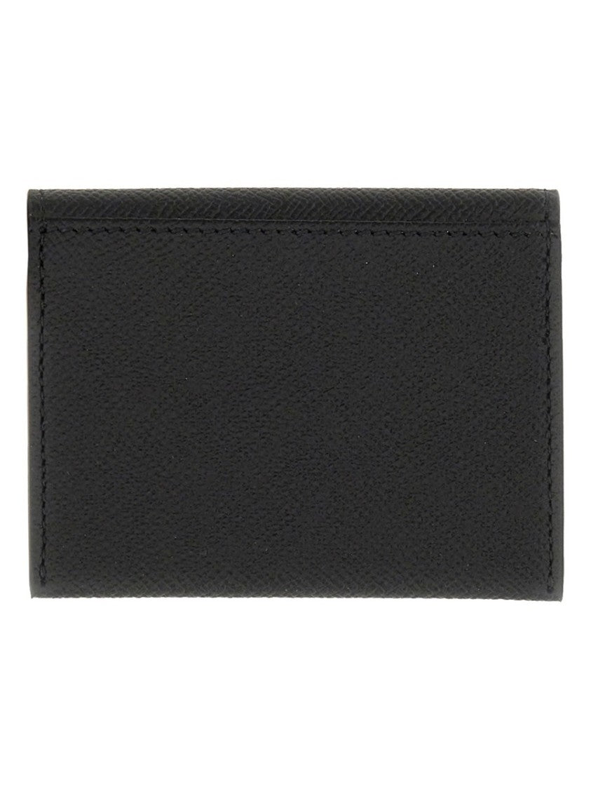 Ferragamo Neutral Textured Exterior Gold Hook Card Wallet