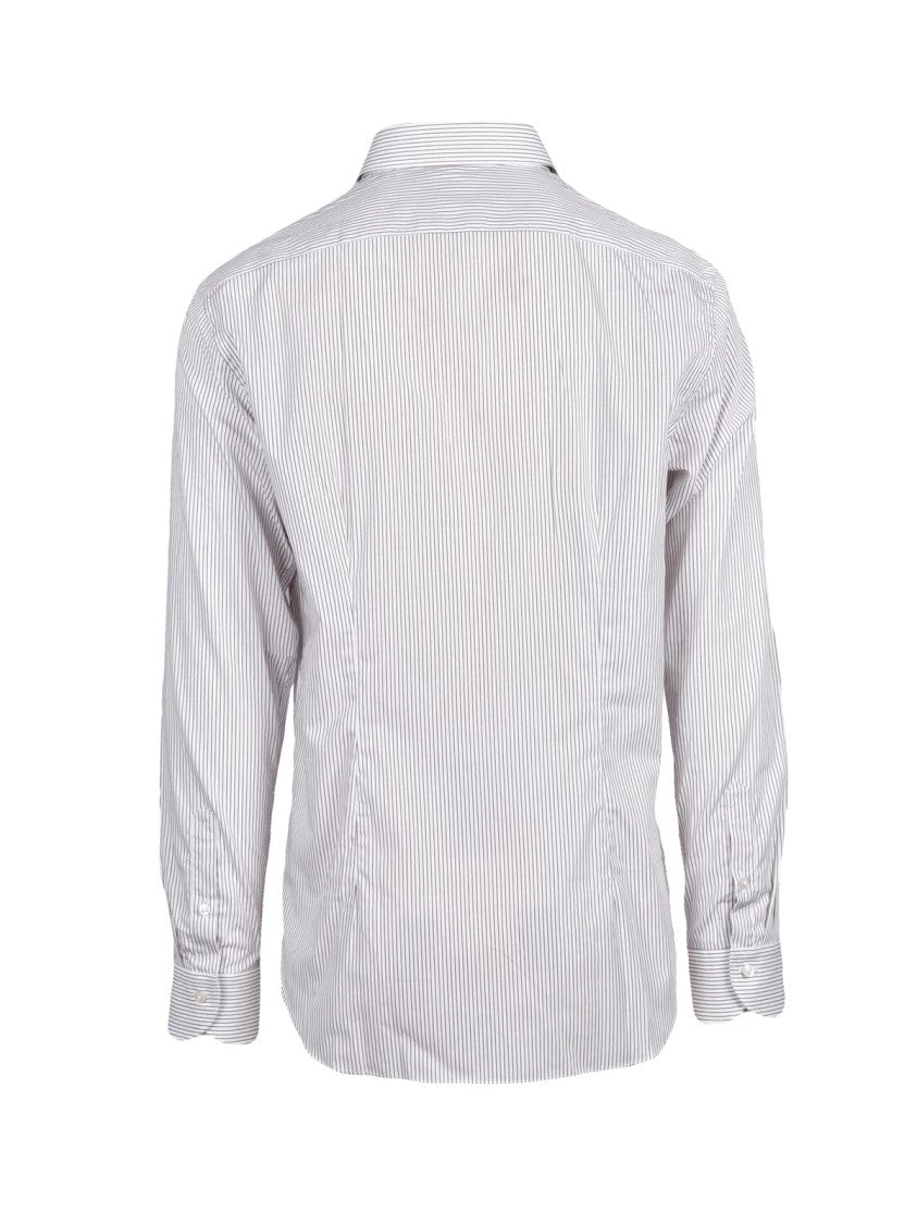 Xacus White/Brown Striped Cotton Shirt