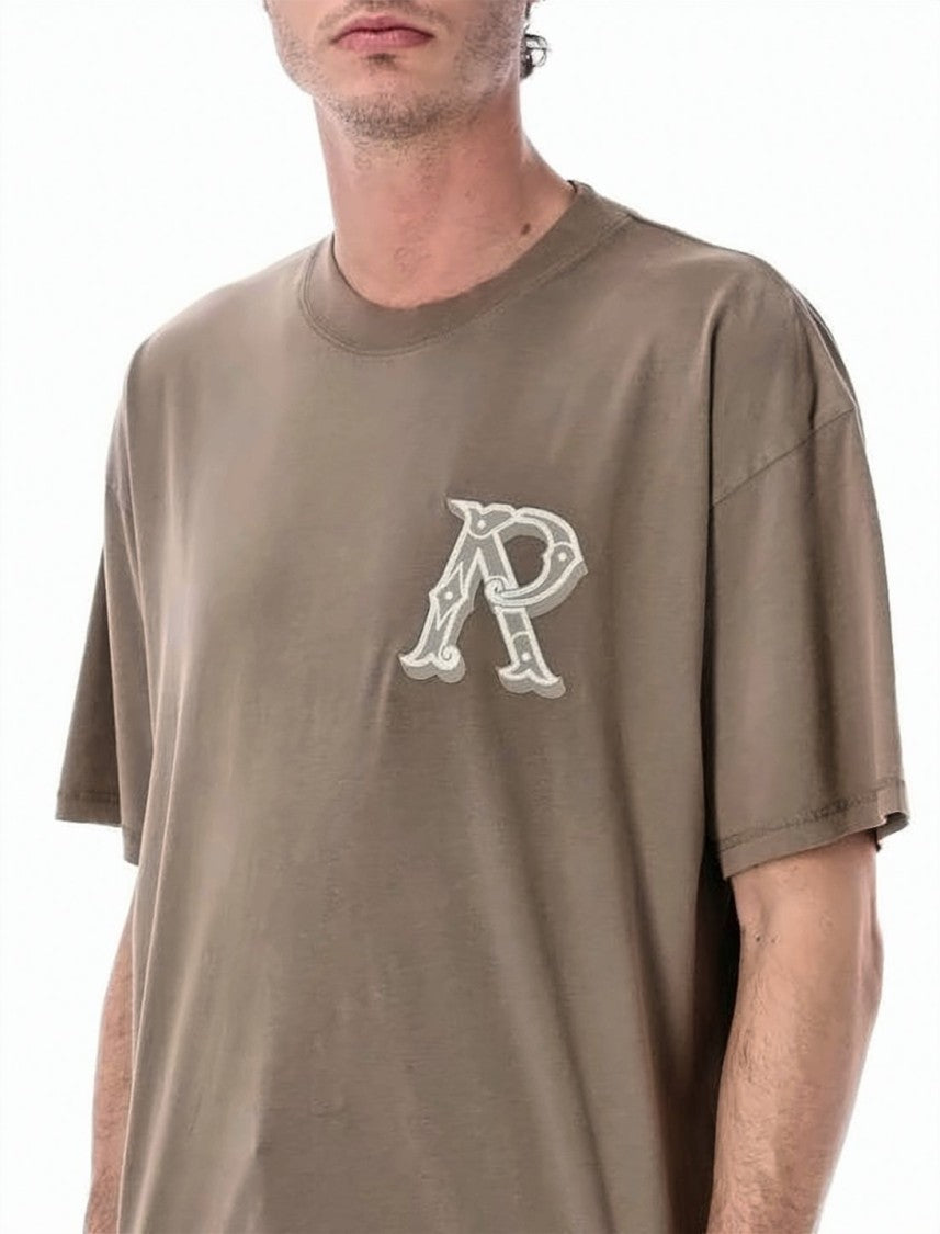 Represent Relaxed-Fit Brown T-Shirt With Embroidered Logo