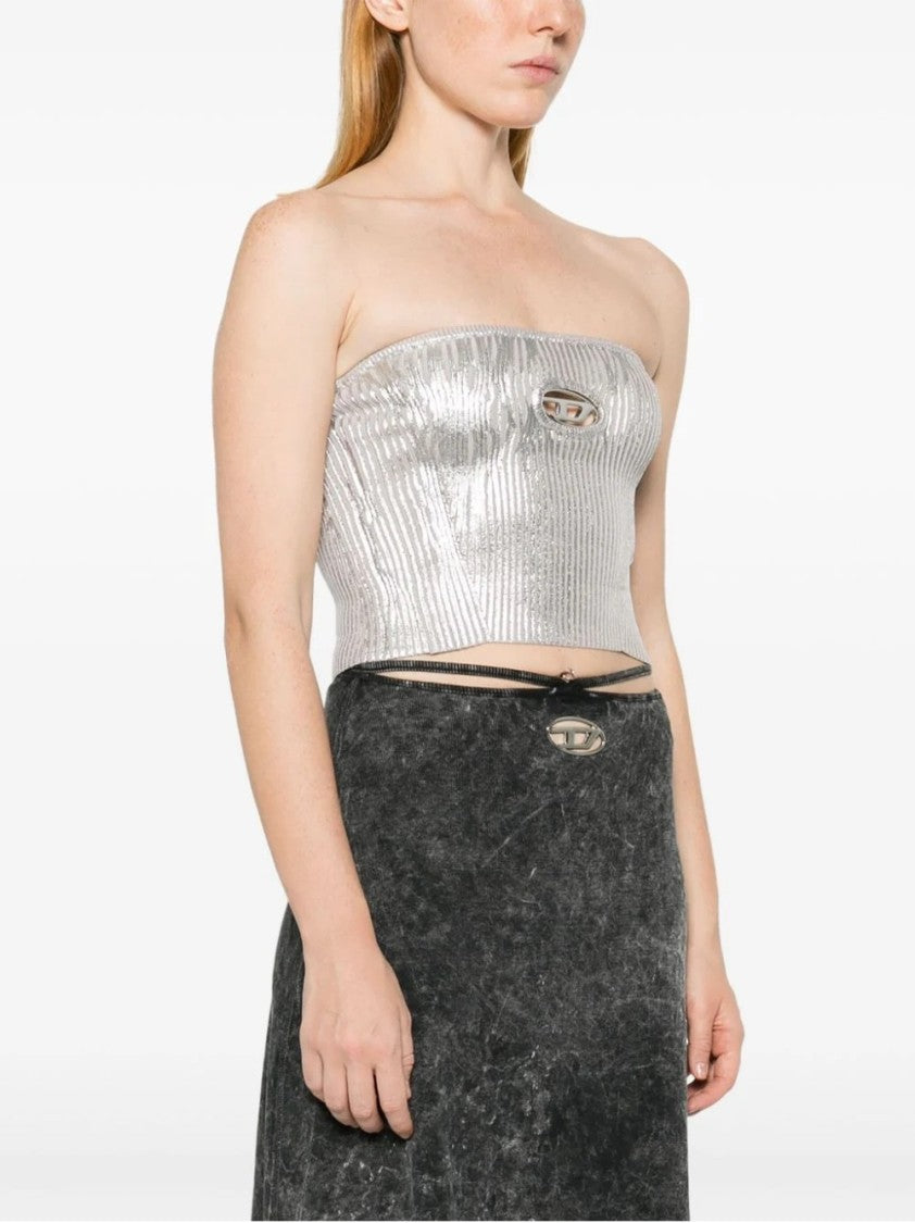 Diesel Ribbed Metallic Strapless Top