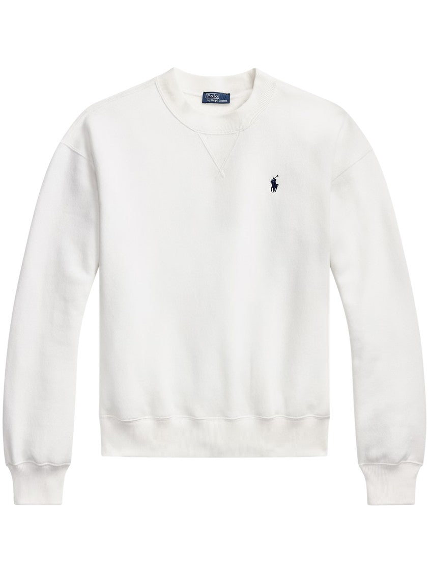 Polo Ralph Lauren Crewneck Pullover With Ribbed Cuffs And Minimalist Logo