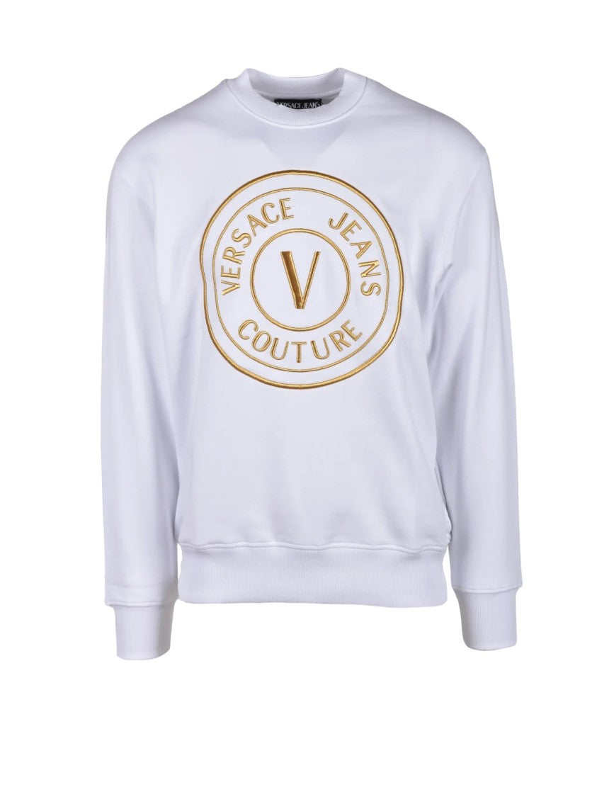 Versace Jeans Couture White Cotton Crewneck Regular Fit Sweatshirt