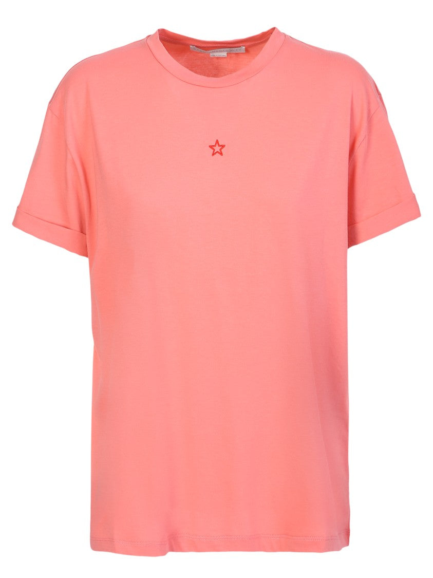 Stella Mccartney Pink Star-Embroidered Cotton T-Shirt