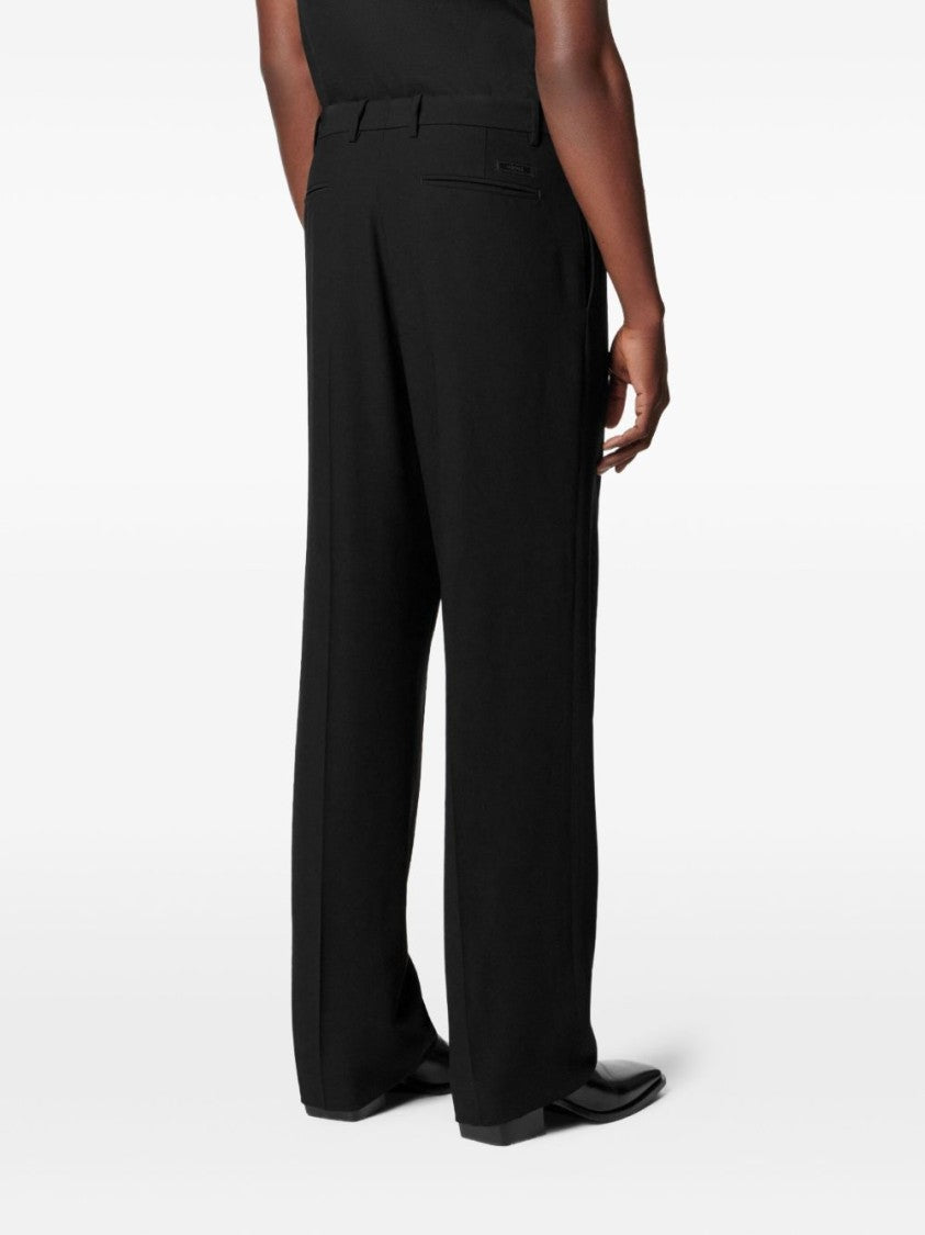 Versace Tailored Black Viscose Wool Crepe Trousers