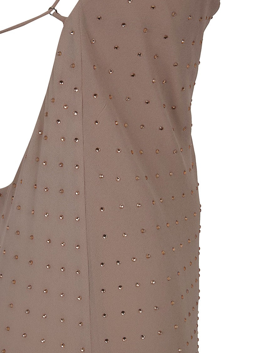 Pinko Matte Georgette Midi Dress With Draped Front