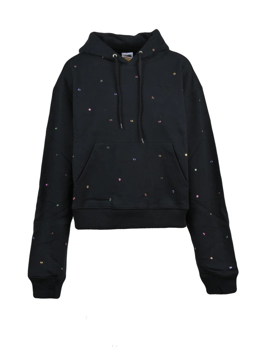 Sky High Farm Black Eye Embellishments Cropped Organic Cotton Hoodie