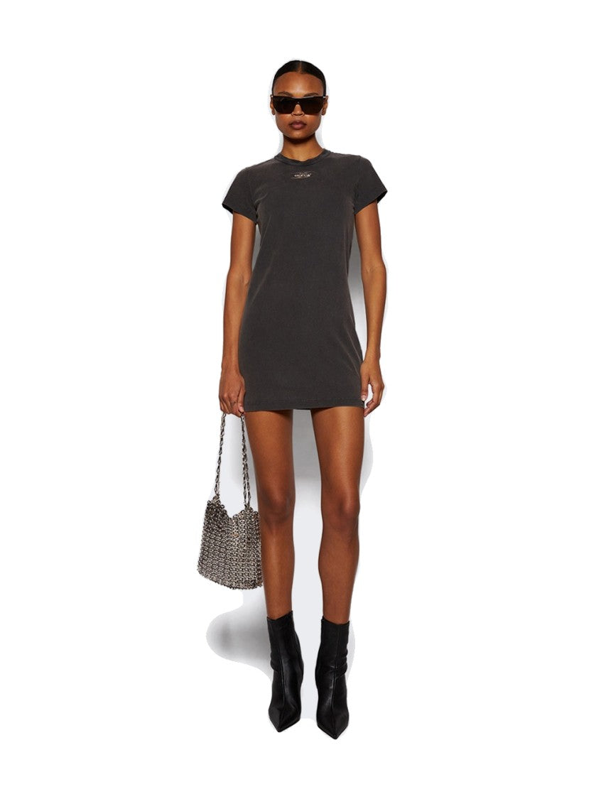 T By Alexander Wang Blade Logo Shrunken Tee Dress Washed Cedar