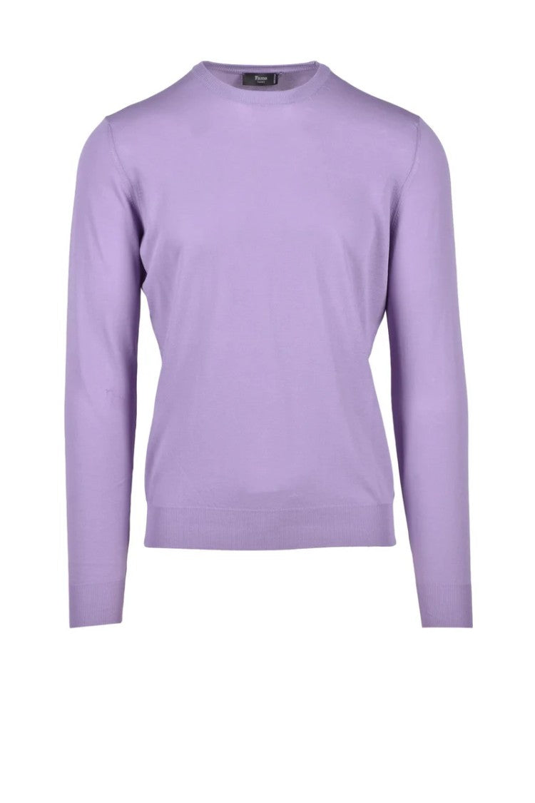 Fama Purple Crewneck Cotton Pullover