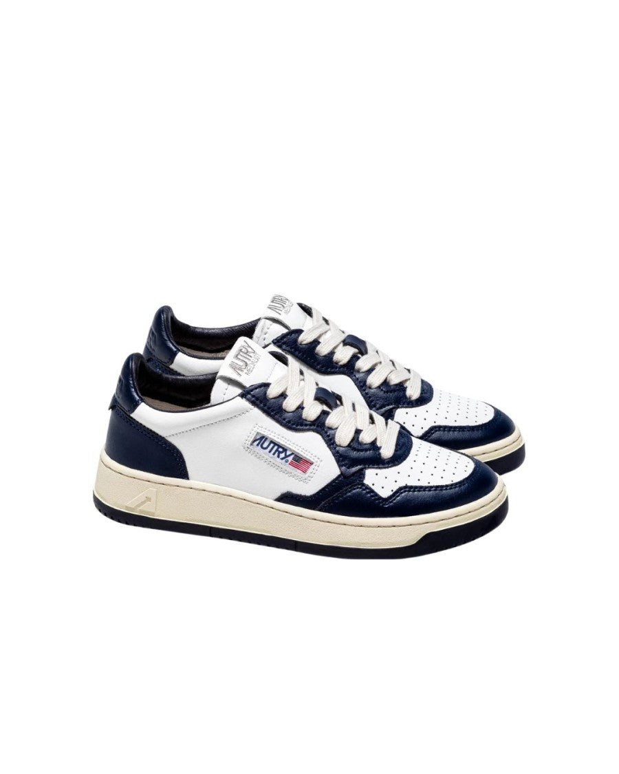 Autry Sneakers Medalist Low Bicolor In Pelle Bianca/Blue