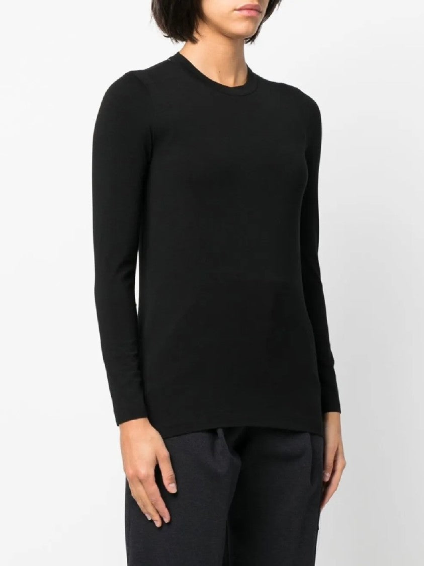 Brunello Cucinelli Fitted Black Girocollo Sweater In Soft Cotton-Blend