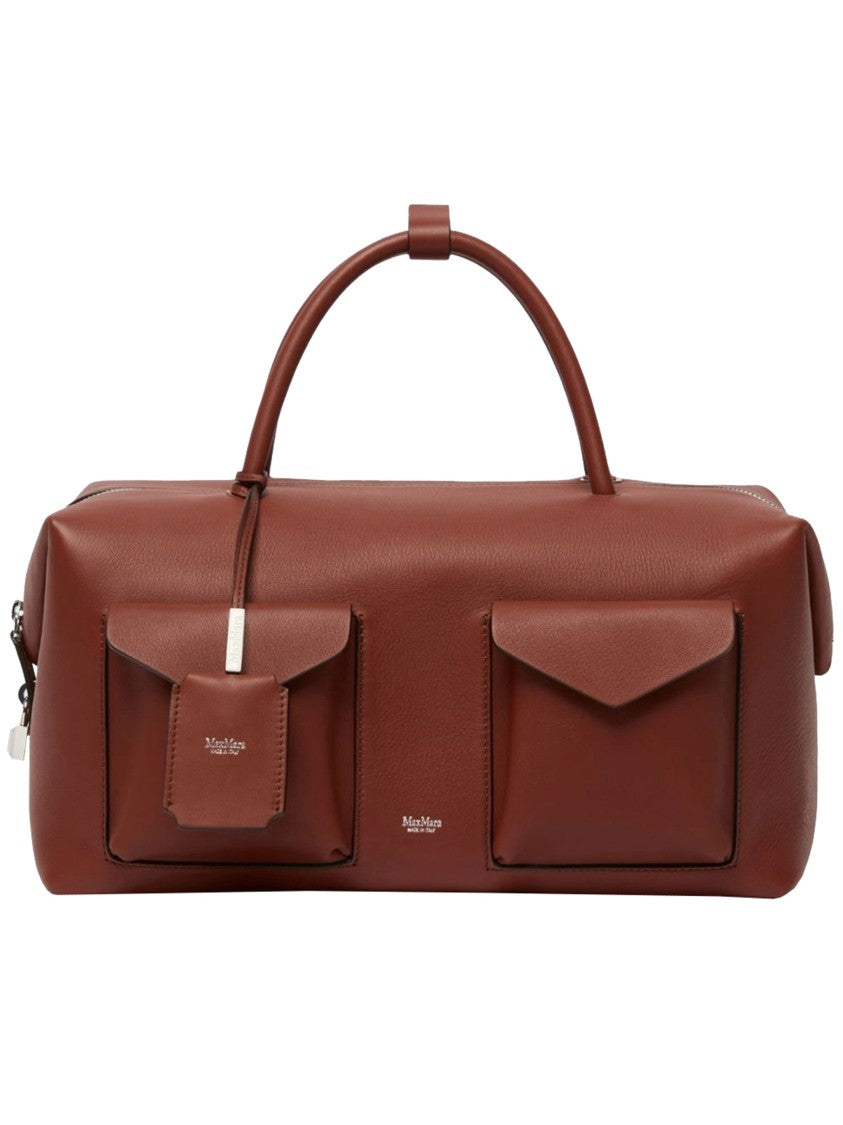 Max Mara Brown Mxaholdallcargo Structured Leather Holdall Bag