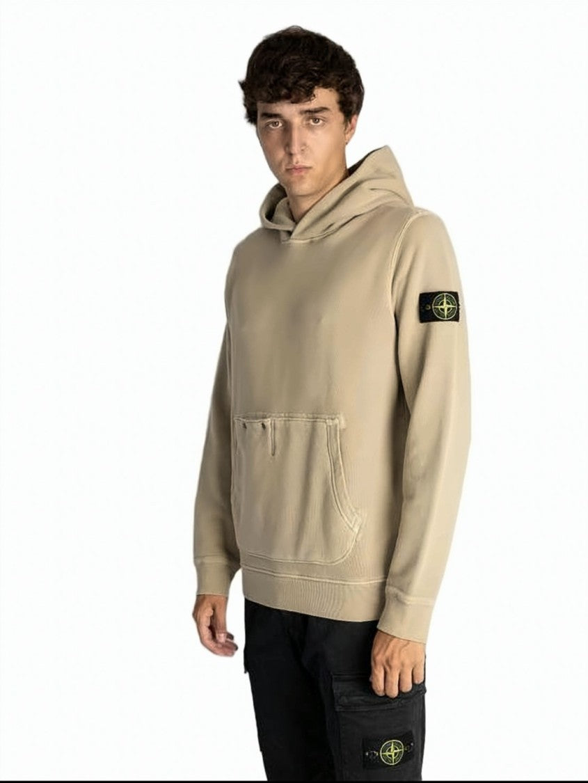 Stone Island Relaxed Fit Beige Cotton Hoodie