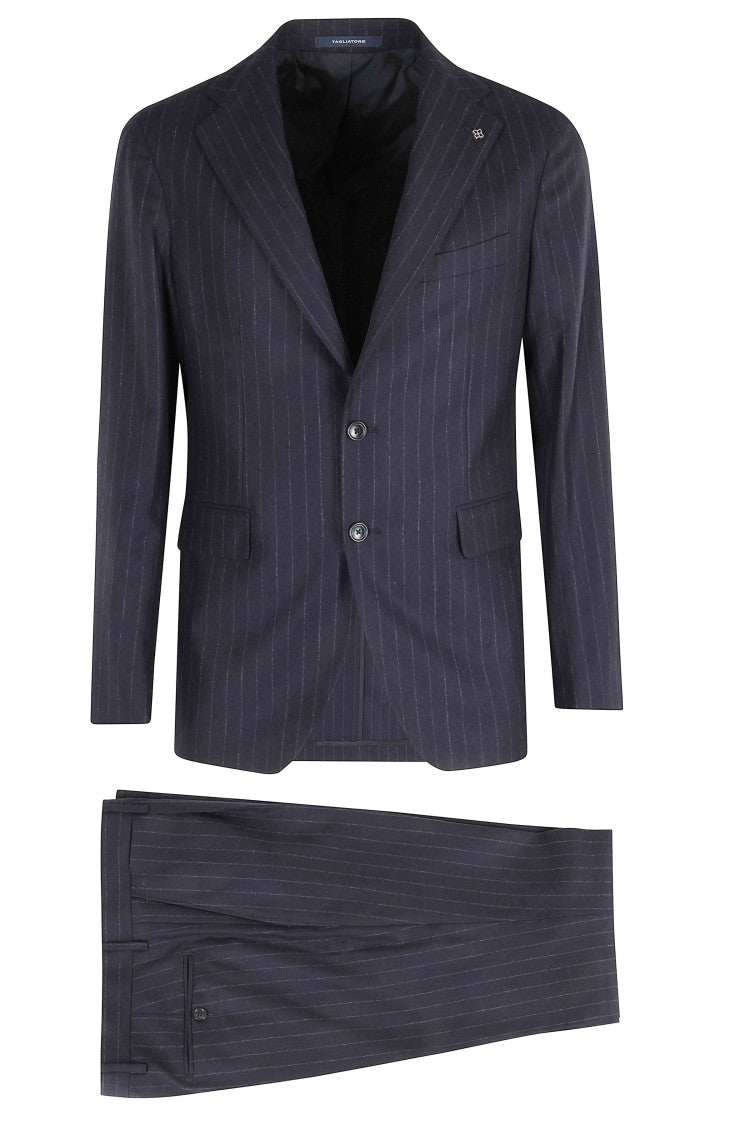 Tagliatore Pinstripe Wool Suit With Spear Lapel