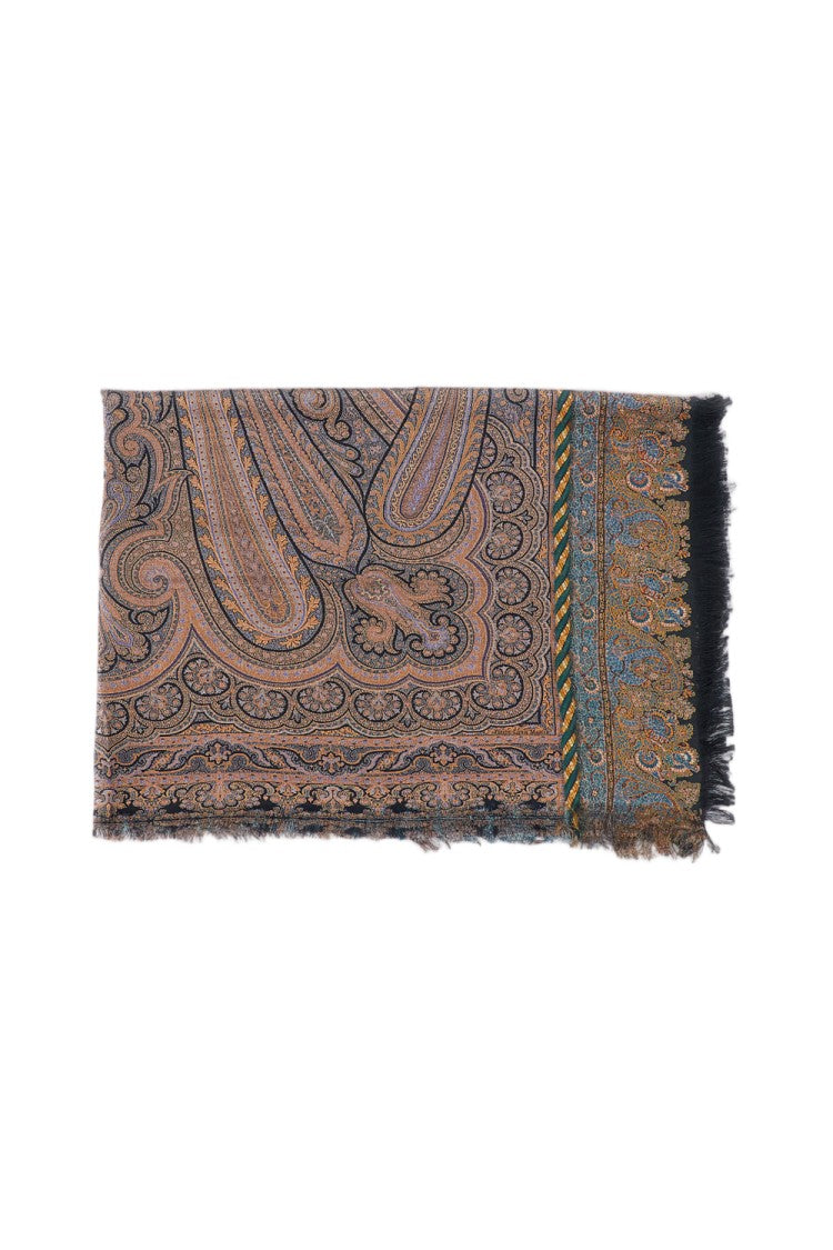 Pierre-Louis Mascia Multicolor Floral Print Fringed Silk Shawl