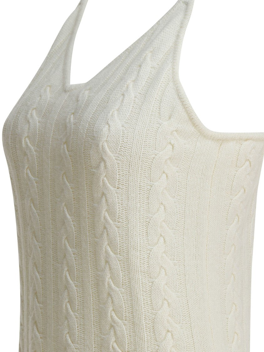 Thelaurent V-Neck Midi Dress With Cable Knit Pattern