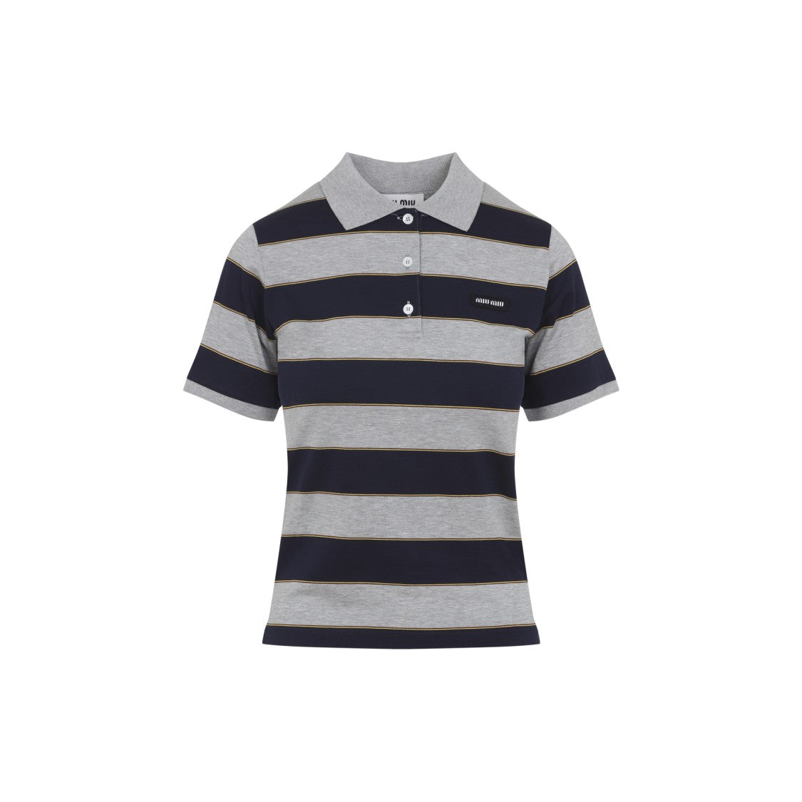 Miu Miu Horizontal Stripe Polo Shirt With Classic Collar