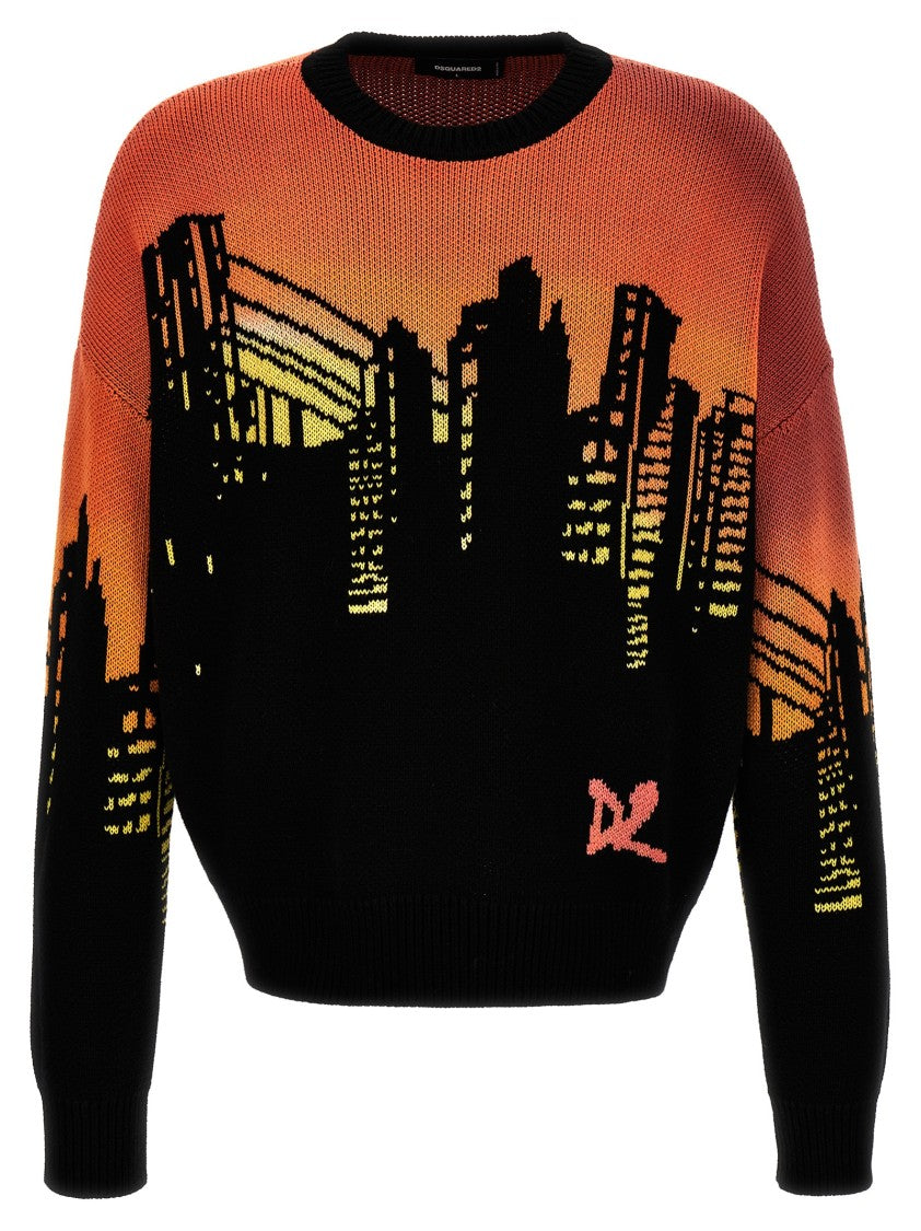 Dsquared2 Skyline Intarsia Cotton Sweater