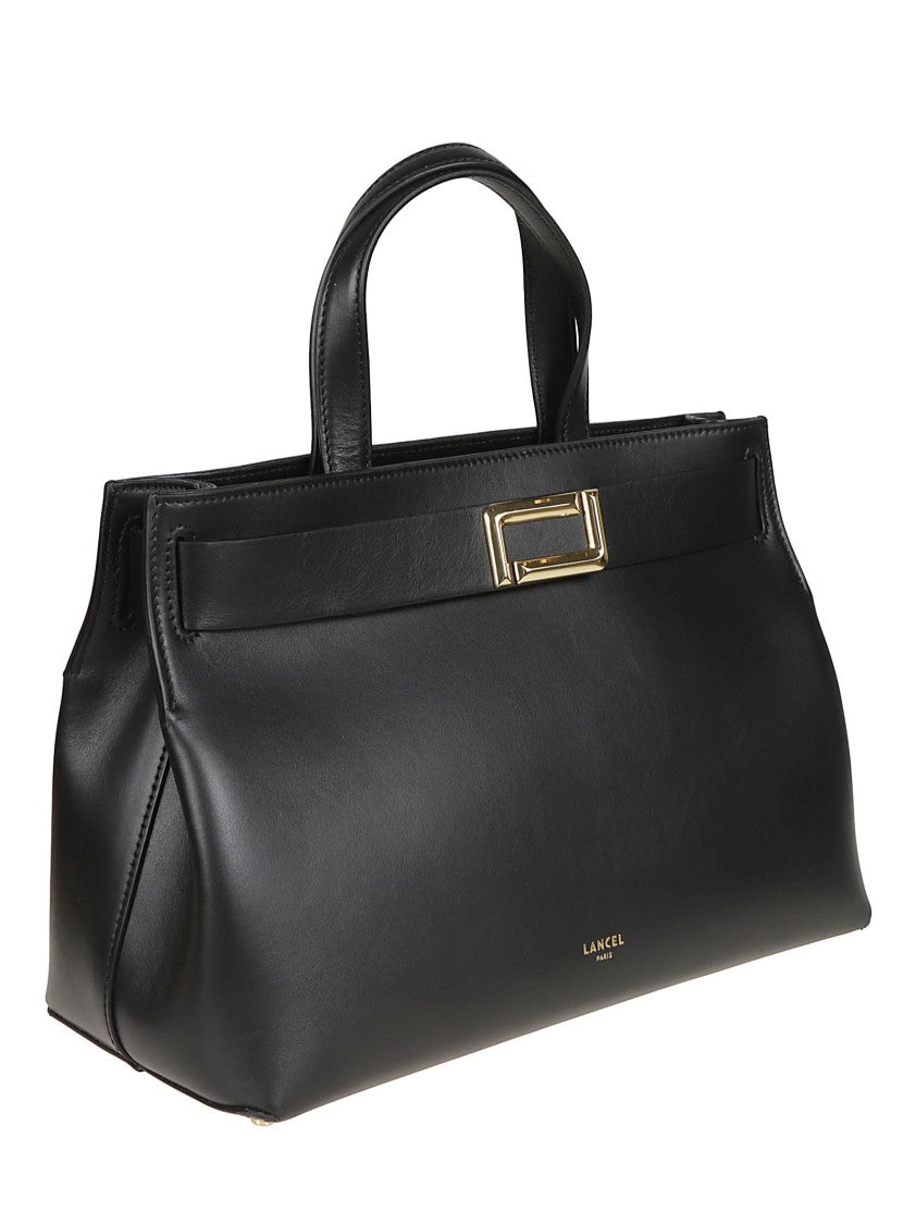 Lancel Black Angele Medium Tote Cow Leather Tote Bag
