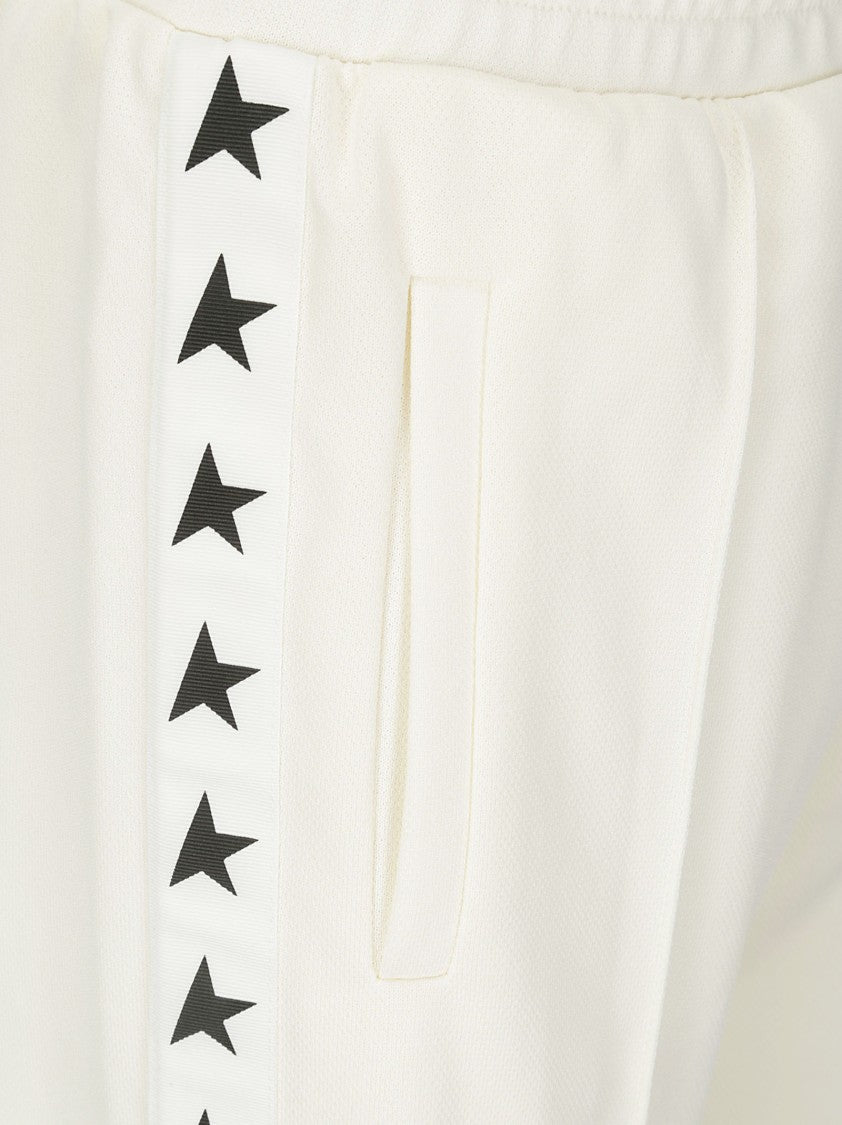 Golden Goose White Joggers With Star Motifs And Wide-Leg Silhouette