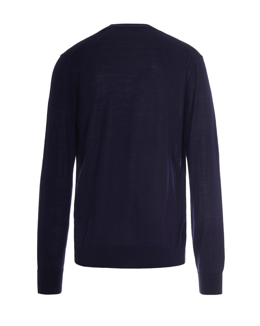 Ballantyne Navy Blue Wool Cardigan