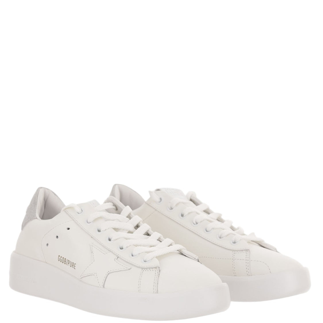 Golden Goose White Purestar Glitter Heel Leather Sneakers
