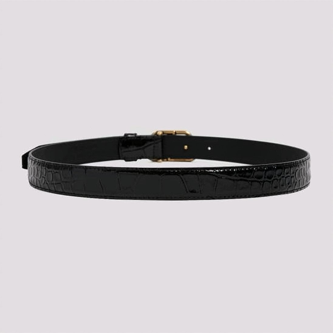 Balenciaga Sleek Black Calf Leather Belt With Gold-Tone Double-B Buckle