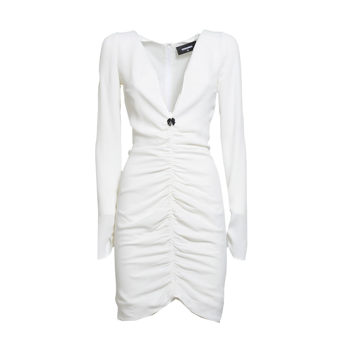 Dsquared2 White Silk Gathered Short Dress