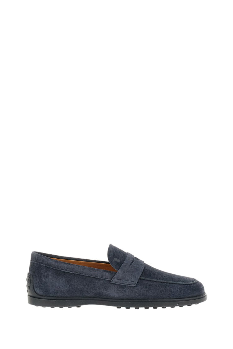 Tod's Blue Gomma 78L Suede Penny Loafers