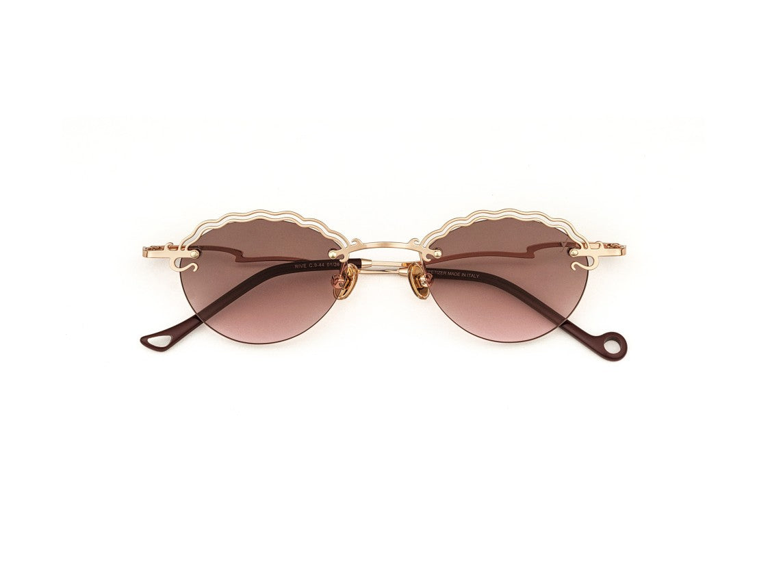Eyepetizer Gold Rive Scalloped Round Sunglasses