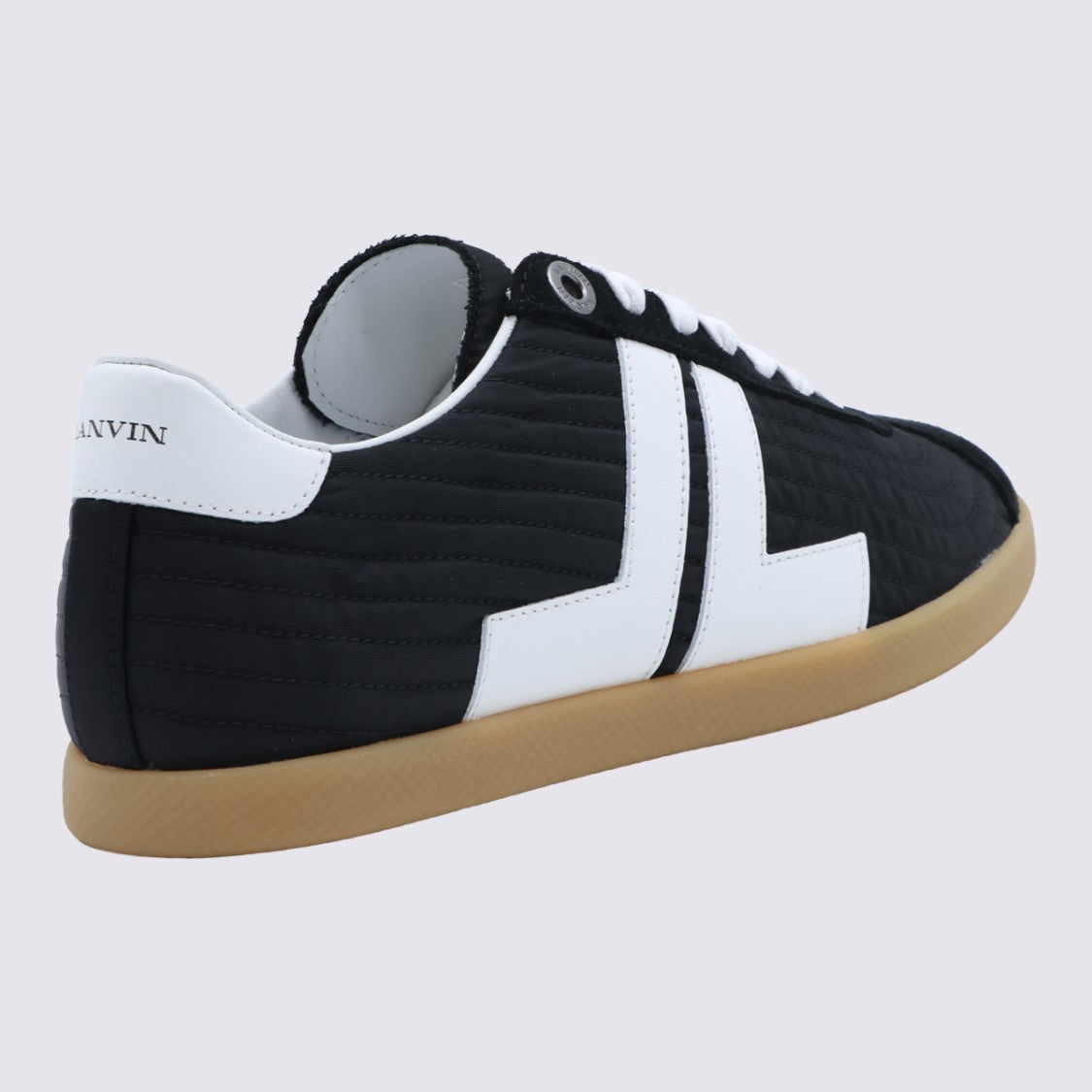 Lanvin Quilted Black Sneakers With Leather Logo Accents