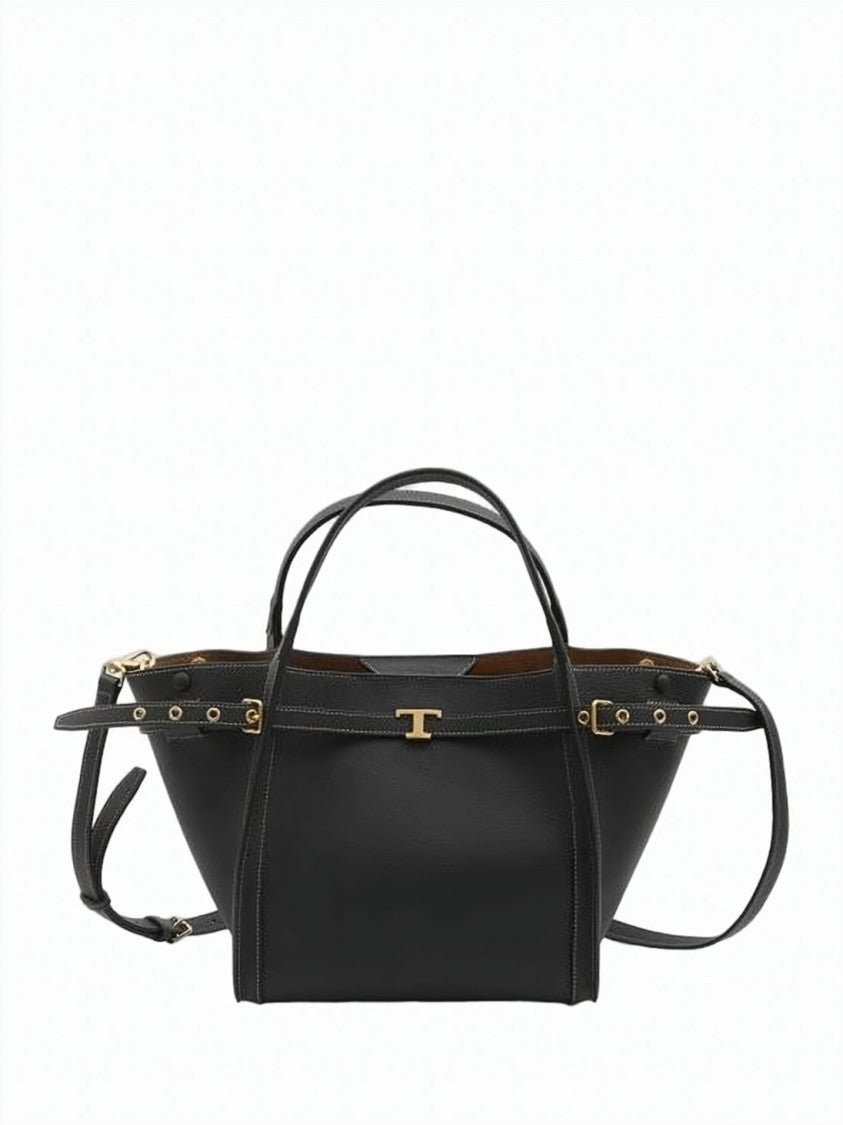 Tod's Structured Black Calf Leather Tote Bag