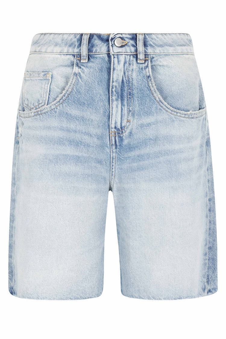 Icon Denim Blue Lea Wide-Leg Cotton Denim Shorts