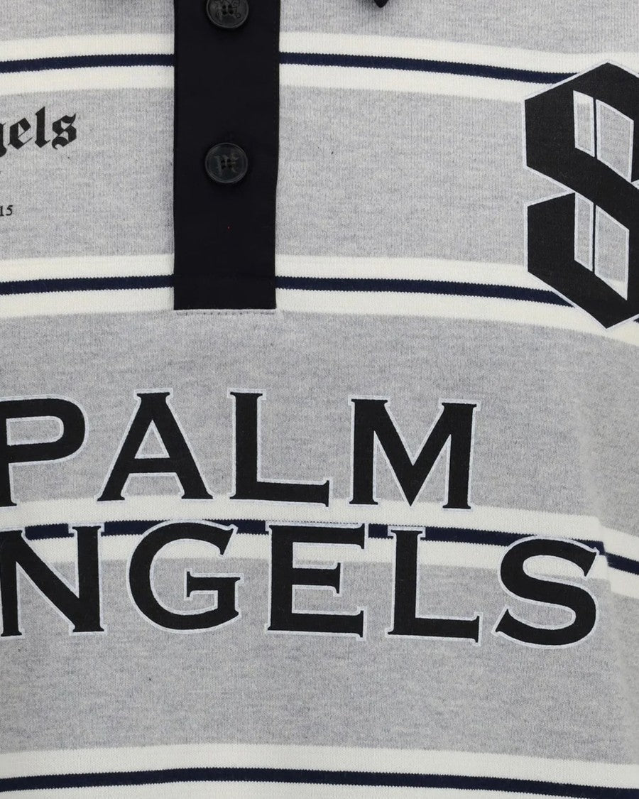 Palm Angels Horizontal Stripe Polo Shirt With Button Placket