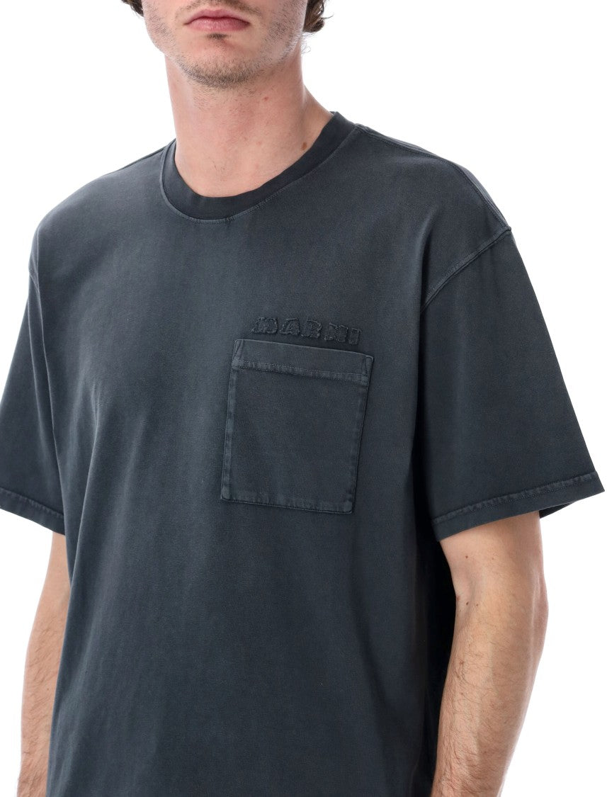 Marni Frayed Lettering Cotton T Shirt