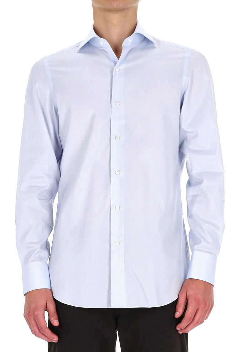 Finamore Traveller Tailored Shirt In Royal Oxford Linea Milano