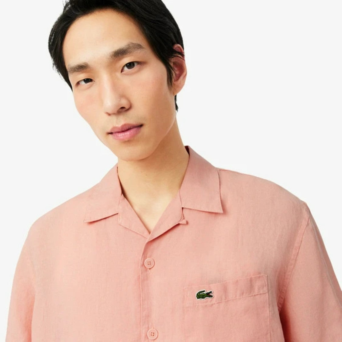 Lacoste Short-Sleeved Button-Up Shirt With Camp Collar